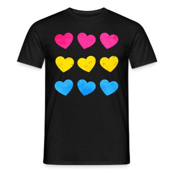Pansexual Pride Pan Flag Hearts Subtil LGBTQ - T-shirt homme - noir - Devant - AI Model Male 178 light (178cm)