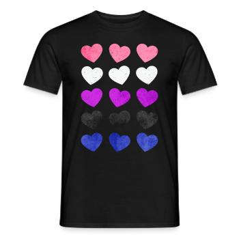 Gender Fluid Pride Flag Hearts Subtle LGBTQ - Men's T-Shirt - black - Front - AI Model Male 178 light (178cm)