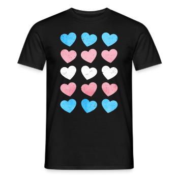Transgender Stolz Trans Flagge Herzen Subtile LGBT - Männer T-Shirt - Schwarz - Vorne - AI Model Male 178 light (178cm)