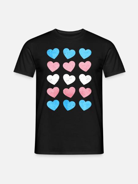 Transgender Stolz Trans Flagge Herzen Subtile LGBT - T-shirt herr - svart