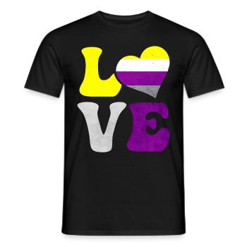 Nicht-binäre Stolz Flagge LIEBE Herz LGBTQ - Männer T-Shirt - Schwarz - Vorne - AI Model Male 178 light (178cm)