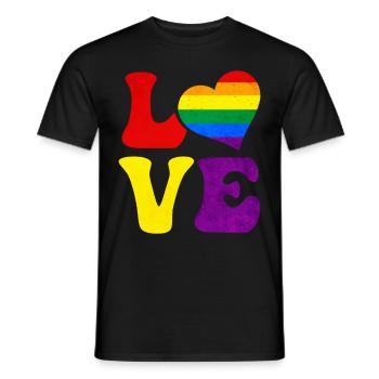 Gay Pride Drapeau arc-en-ciel LOVE Heart LGB - T-shirt homme - noir - Devant - AI Model Male 178 light (178cm)