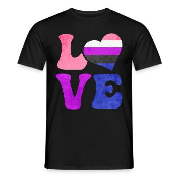 Gender Fluid Pride Flag LOVE Heart LGBTQ - Men's T-Shirt - black - Front - AI Model Male 178 light (178cm)