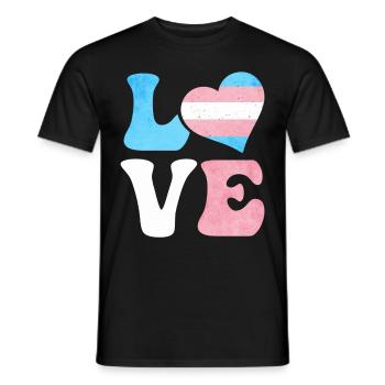 Transgender Stolz Trans Flagge LIEBE Herz LGBTQ - Männer T-Shirt - Schwarz - Vorne - AI Model Male 178 light (178cm)