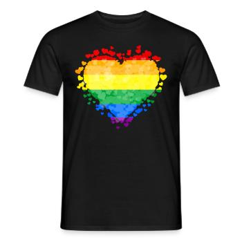 Gay Pride Rainbow Flag Heart Sublte - T-shirt homme - noir - Devant - AI Model Male 178 light (178cm)