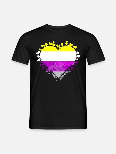 Nicht binäre Stolz Flagge Herzen Sublte LGBTQ - Männer T-Shirt - Schwarz