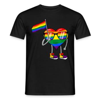 Homosexuell Stolz Regenbogen Flagge Herz Sublte LG - Männer T-Shirt - Schwarz - Vorne - AI Model Male 178 light (178cm)