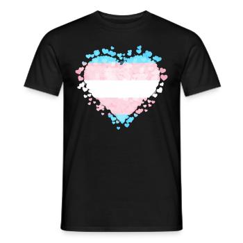 Transgender Stolz Trans Flagge Herzen Sublte LGBTQ - Männer T-Shirt - Schwarz - Vorne - AI Model Male 178 light (178cm)