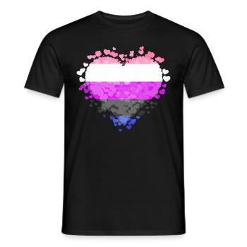 Genre Fluide Fierté Drapeau Coeurs Sublte LGBTQ - T-shirt homme - noir - Devant - AI Model Male 178 light (178cm)