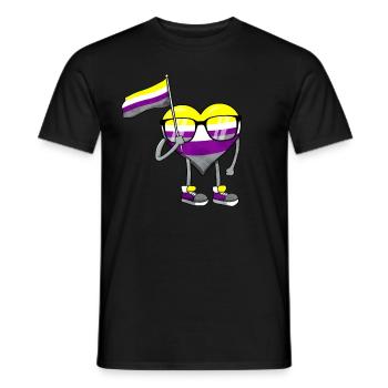 Drapeau de la fierté non binaire Coeur Sublte LGBTQ - T-shirt homme - noir - Devant - AI Model Male 178 light (178cm)
