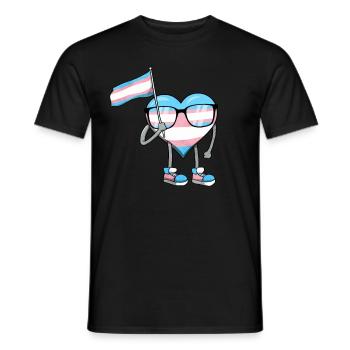 Transgender Stolz Trans Flagge Herz Sublte LGBTQ - Männer T-Shirt - Schwarz - Vorne - AI Model Male 178 light (178cm)