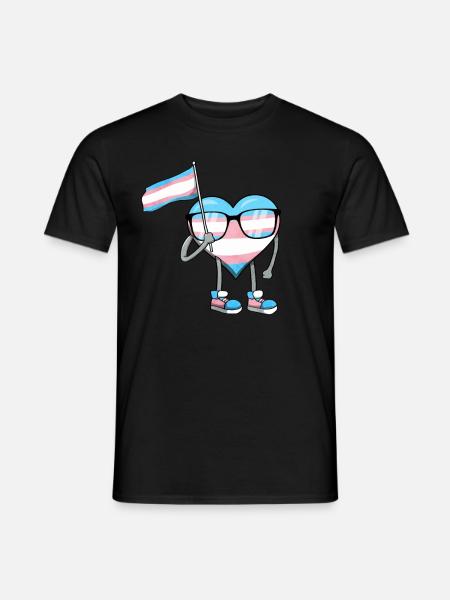 Transgender Pride Trans Drapeau Coeur Sublte LGBTQ - T-shirt homme - noir