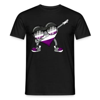 Asexual Pride Ace Flag Dabbing Heart Sublte LGBTQ - Männer T-Shirt - Schwarz - Vorne - AI Model Male 178 light (178cm)