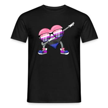 Genre Fluid Pride Flag Polka Dot Heart Sublte LGBTQ - T-shirt homme - noir - Devant - AI Model Male 178 light (178cm)