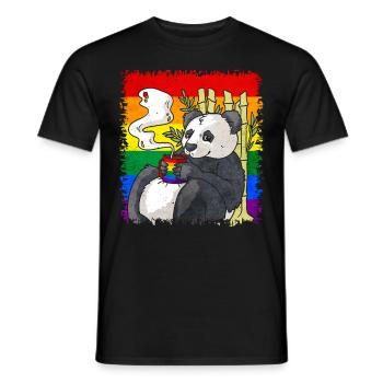Gay Pride Rainbow Flag Panda Coffee S - Men's T-Shirt - black - Front - AI Model Male 178 light (178cm)