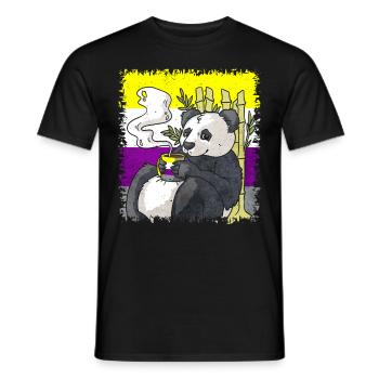 Non Binary Pride Flag Panda Coffee Sublte LGBT - Men's T-Shirt - black - Front - AI Model Male 178 light (178cm)