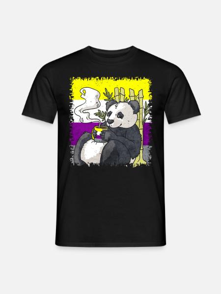 Nicht binäre Stolz Flagge Panda Kaffee Sublte LGBT - Männer T-Shirt - Schwarz