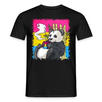 Pansexual Pride Pan Flag Panda Coffee Sublte LG - Men's T-Shirt - black - Front - AI Model Male 178 light (178cm)