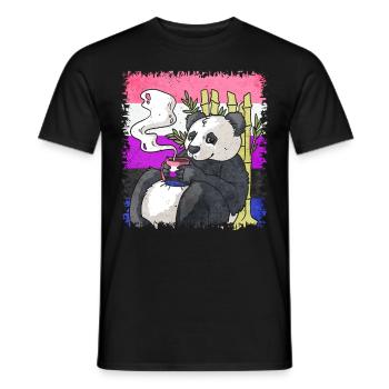 Gender Fluid Pride Flag Panda Coffee Sublte - Men's T-Shirt - black - Front - AI Model Male 178 light (178cm)