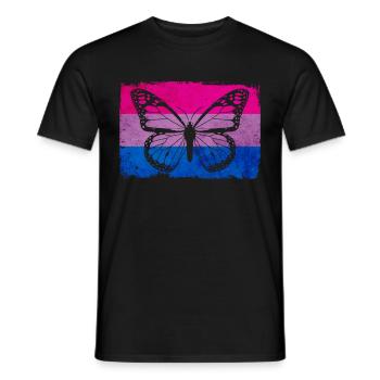 Bi Pride Bisexual Flag Butterfly Sublte LGB - T-shirt homme - noir - Devant - AI Model Male 178 light (178cm)