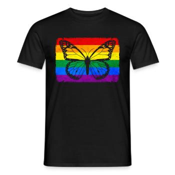 Gay Pride Rainbow Flag Butterfly - T-shirt homme - noir - Devant - AI Model Male 178 light (178cm)