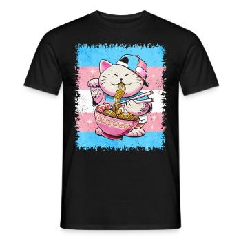 Transgender Stolz Trans Flagge Japanische Ramen Ka - Männer T-Shirt - Schwarz - Vorne - AI Model Male 178 light (178cm)