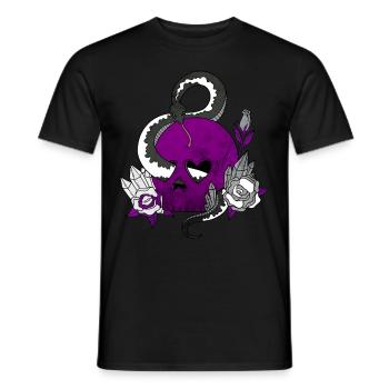Asexual Pride Ace Flag Skull Snakes Roses Sublte - Men's T-Shirt - black - Front - AI Model Male 178 light (178cm)