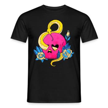 Pansexual Pride Pan Flag Skull Snakes Pink - Men's T-Shirt - black - Front - AI Model Male 178 light (178cm)