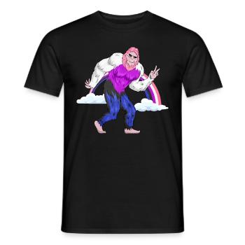 Genre Fluid Pride Flag Arc-en-ciel Bigfoot Sasqu - T-shirt homme - noir - Devant - AI Model Male 178 light (178cm)