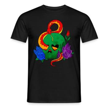 gay pride rainbow flag skull snake - Men's T-Shirt - black - Front - AI Model Male 178 light (178cm)