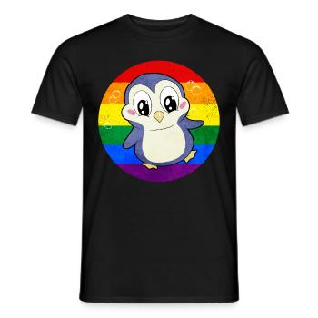 Gay Pride Rainbow Flag Pingouin Sublte - T-shirt homme - noir - Devant - AI Model Male 178 light (178cm)