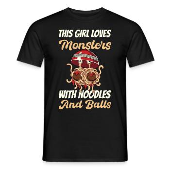The Flying Spaghetti Monster - Men's T-Shirt - black - Front - AI Model Male 178 light (178cm)