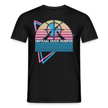 Funny Duck Hunt Duck Hunter Retro - Men's T-Shirt - black - Front - AI Model Male 178 light (178cm)
