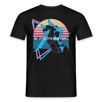 Funny Jiu Jitsu Retro - Men's T-Shirt - black - Front - AI Model Male 178 light (178cm)