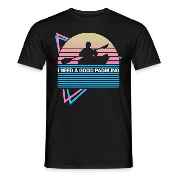 Funny Kayak Kayaking Retro - Men's T-Shirt - black - Front - AI Model Male 178 light (178cm)