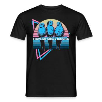 Budgie Parakeet Retro - Men's T-Shirt - black - Front - AI Model Male 178 light (178cm)
