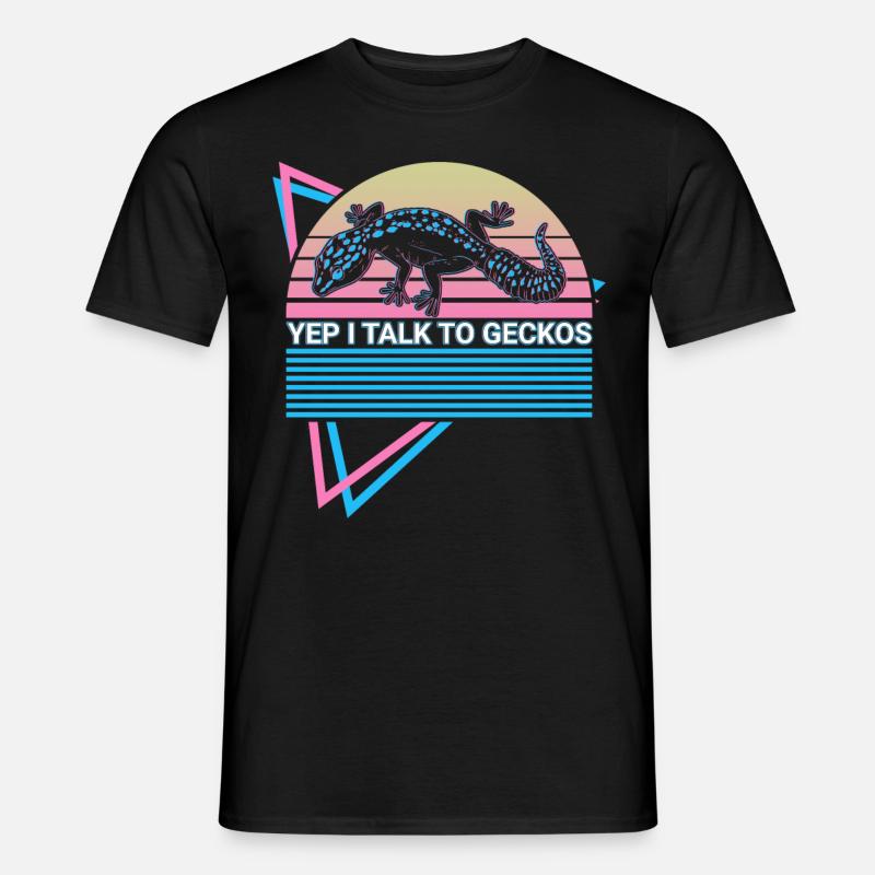 Leopard Gecko Retro - Männer T-Shirt - Schwarz