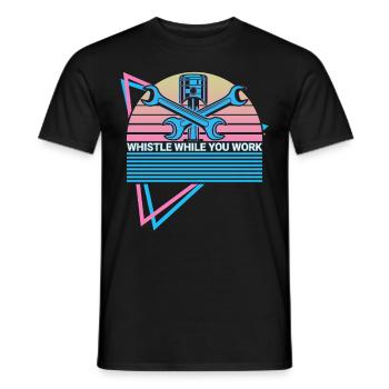 Funny Mechanic Retro - Men's T-Shirt - black - Front - AI Model Male 178 light (178cm)