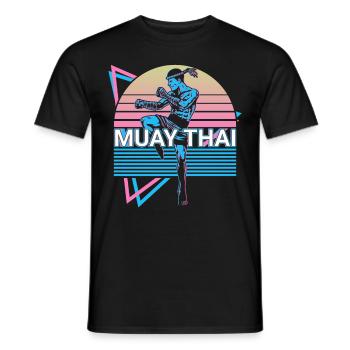 Muay Thai Kickboxen Retro - Männer T-Shirt - Schwarz - Vorne - AI Model Male 178 light (178cm)