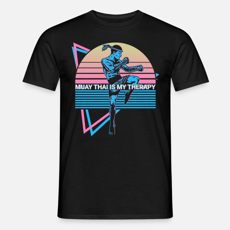 Muay Thai Kickboxen Retro - Männer T-Shirt - Schwarz