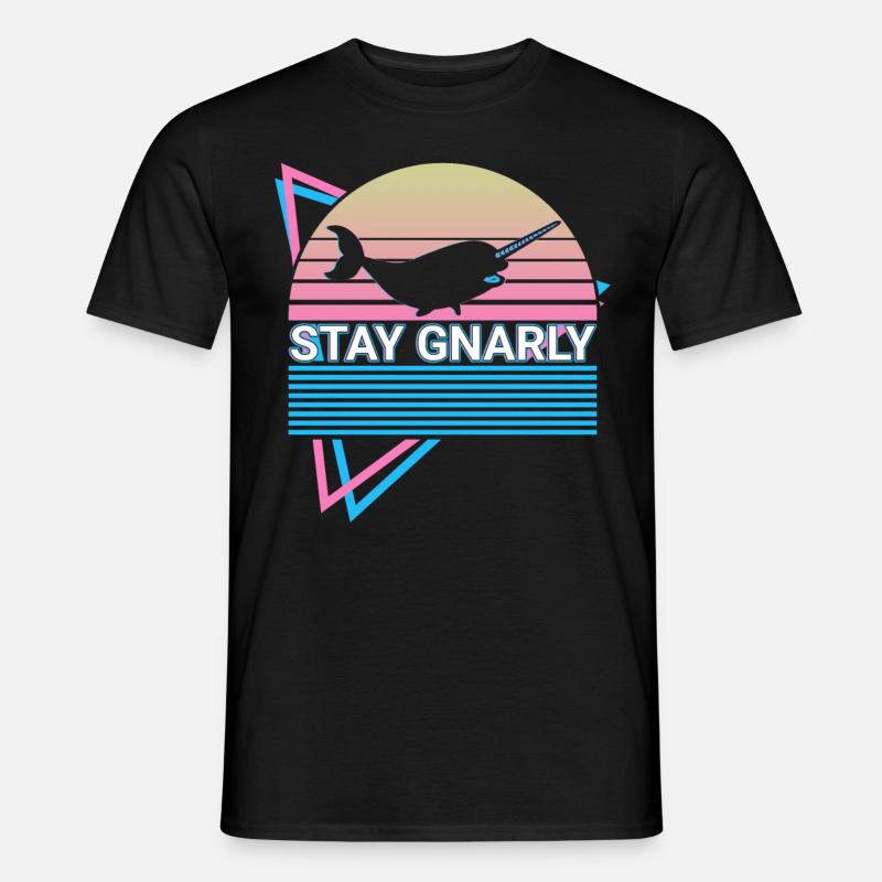 Narwal Retro - Männer T-Shirt - Schwarz