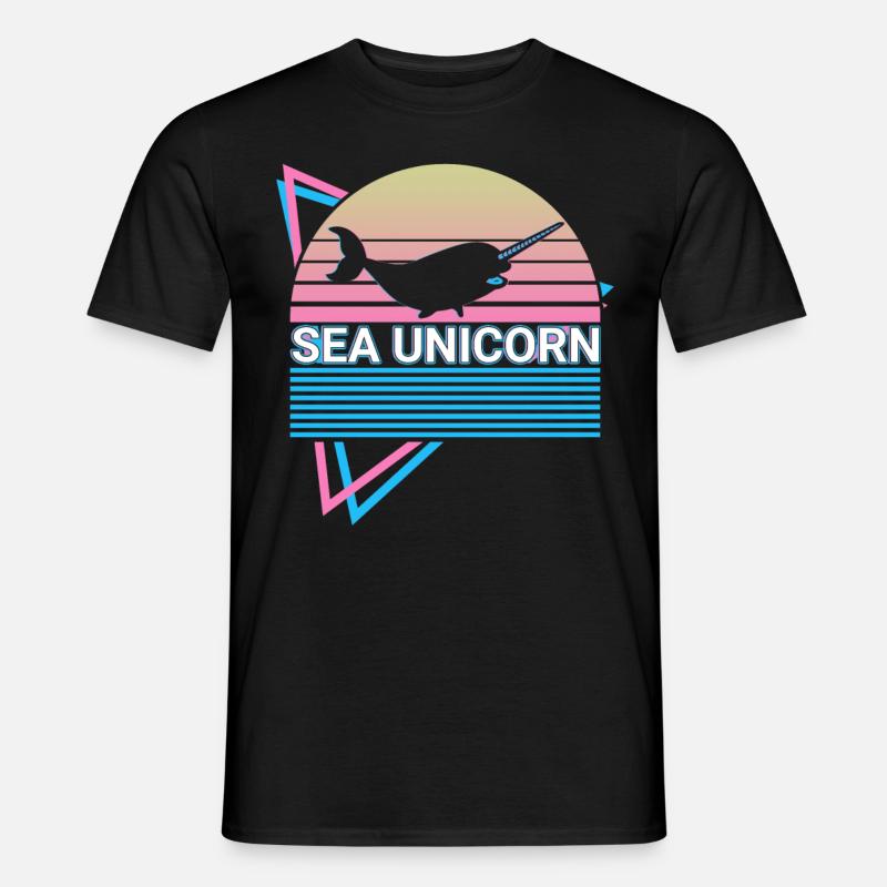 Narwal Retro - Männer T-Shirt - Schwarz