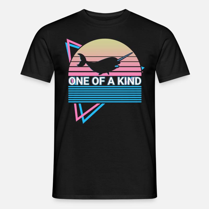 Narwal Retro - Männer T-Shirt - Schwarz