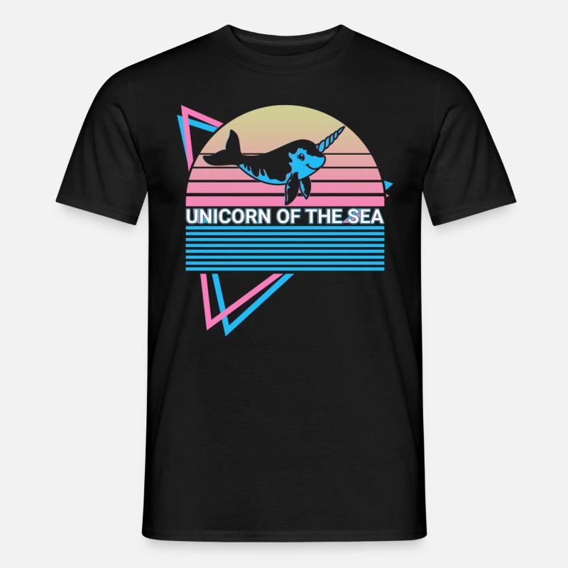 Narwal Retro - Männer T-Shirt - Schwarz