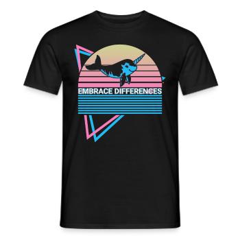Narwal Retro - Männer T-Shirt - Schwarz - Vorne - AI Model Male 178 light (178cm)