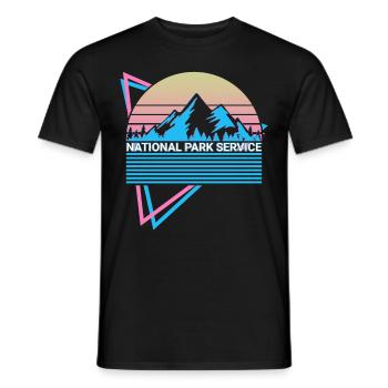 National Park Retro - Men's T-Shirt - black - Front - AI Model Male 178 light (178cm)