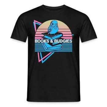 Budgie Parakeet Retro - Men's T-Shirt - black - Front - AI Model Male 178 light (178cm)
