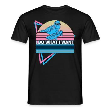 Budgie Parakeet Retro - Men's T-Shirt - black - Front - AI Model Male 178 light (178cm)