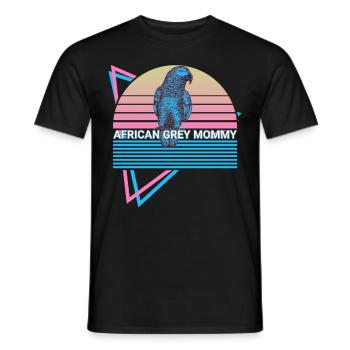 Afrikanische Grau Mama Papagei Retro - Männer T-Shirt - Schwarz - Vorne - AI Model Male 178 light (178cm)
