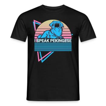 Je parle Pékinois Rétro - T-shirt homme - noir - Devant - AI Model Male 178 light (178cm)